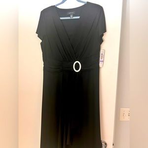 Black Dress knee length with flattering waist and jewel NWT